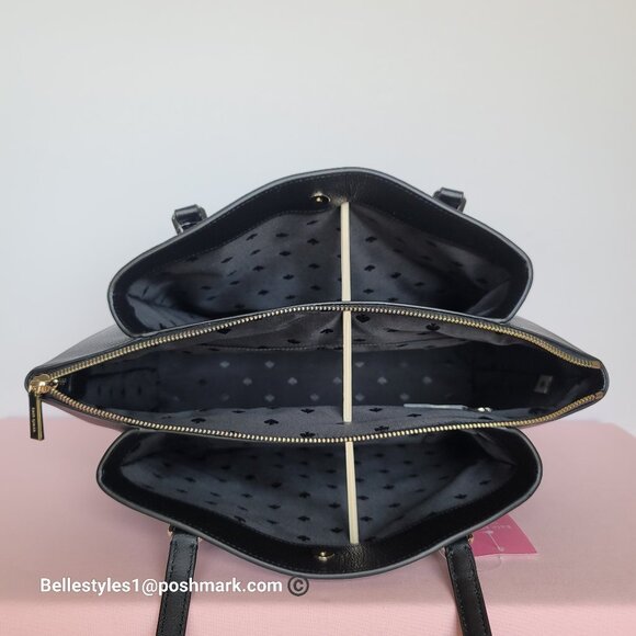 KATE SPADE Monet Triple Compartment Pebbled Leather Large Tote - Black color 🎈 - Picture 14 of 16